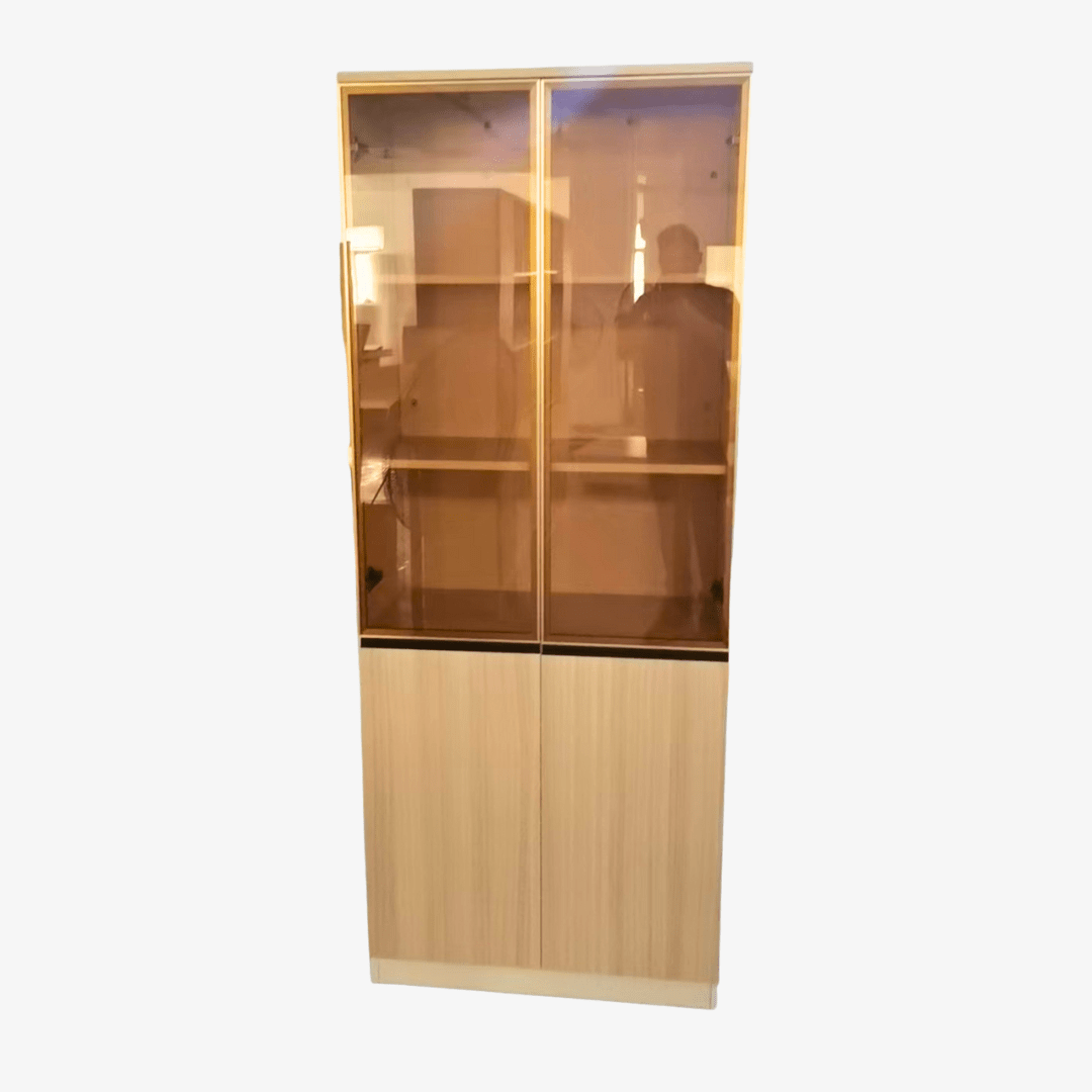 Armoire vitrine de bureau en bois – Meuble de rangement avec portes vitrées - Image 2