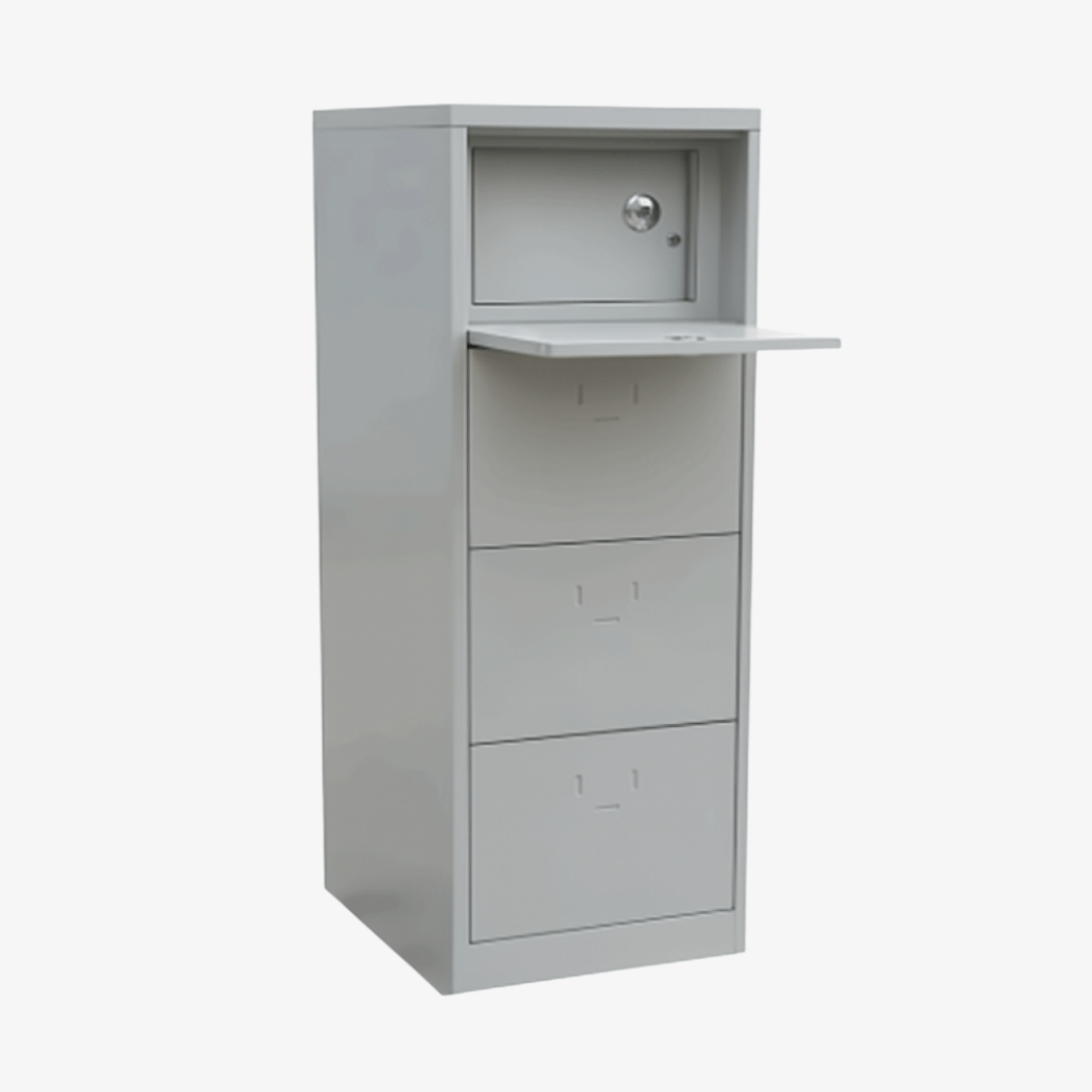 Mobilier métallique avec compartiments et porte abattante