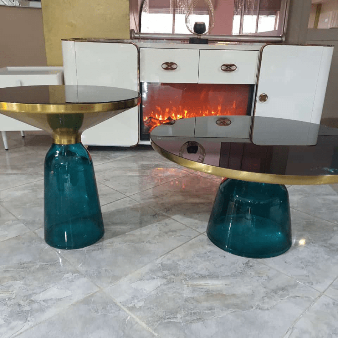 Table basse design avec base en verre teinté - Image 2