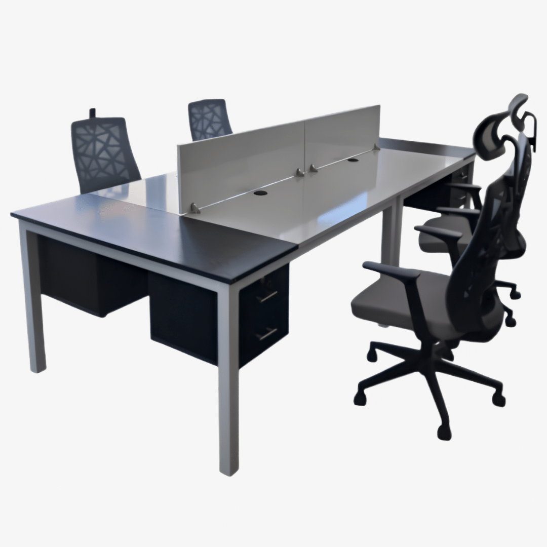 Bureau bench semi métallique avec des caisson fixe